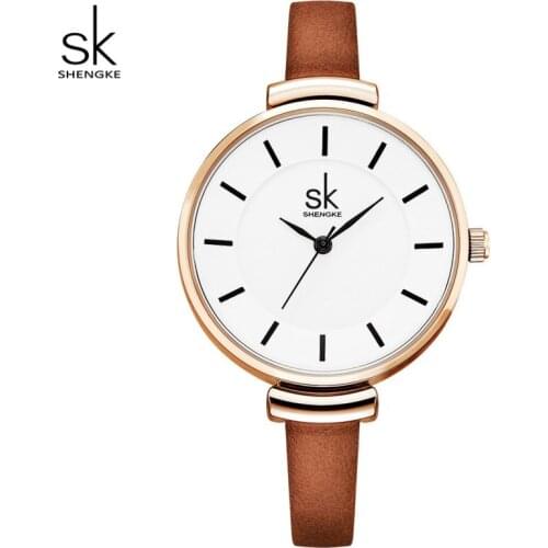 Shengke Ladies Watches Thin Leather Women Wrist Watch Luxury Quartz Watches Clock Female Gift 2019 SK Relogio Feminino #K0010