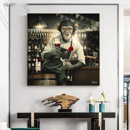 Modern Canvas Posters Sheriff Panda Lion Monkey Paintings on The Wall Animal Print Pictures for Home Living Room Decor