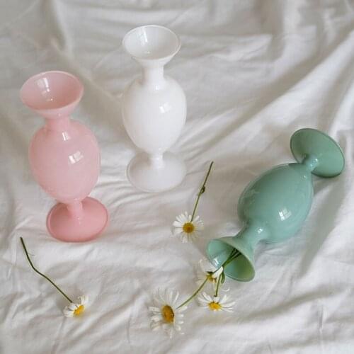 Retro Glass Vase Decorative Colorful Flower Vase Nordic Home Flower Arrangement Decoration Ornaments Vases Ins Planter Holder