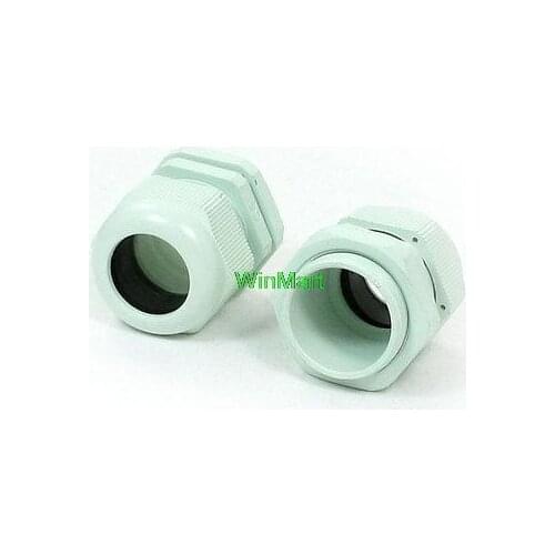 Light Green Plastic Waterproof PG25 16-21mm Diameter Cable Gland 2 Pcs