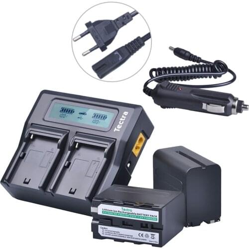 Tectra 2Pcs NP-F970 NP-F960 NPF970 NPF960 Battery NP F970 + LCD Rapid Dual Charger for Sony DCM-M1 MVC-CD1000 HDR-FX1 Battery