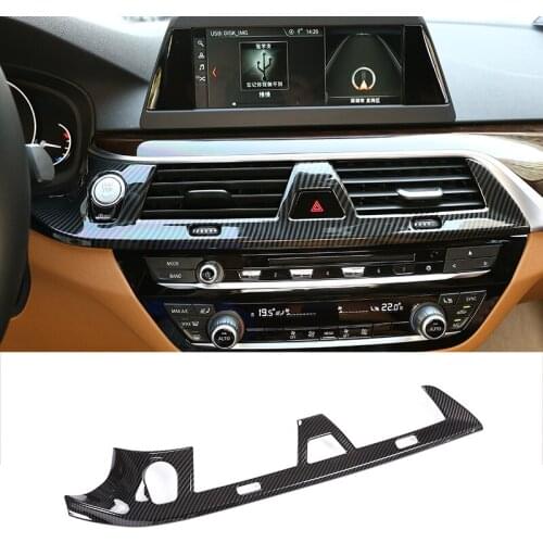 Carbon For BMW 5 Series G30 528li 530li 540li 2018 Car ABS Chrome Center Console Air Conditioning Vent Frame Trim For LHD