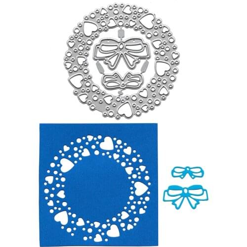 Heart Circle and Bow Metal Cutting Dies Scrapbooking Embossing Folders for Card Making Craft Stencil Hobby Punching Molds DIY