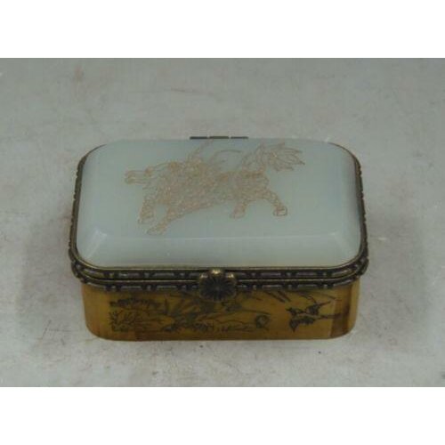 Vintage Handmade Old chinese white Jade Carving dragon Jewelry Box