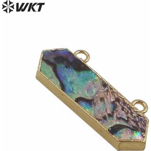 WT-JP211 WKT Natural Abalone Shell Pendant Shell With Gold Electroplated Double Loops Pendant Women Fashion Pendant Jewelry