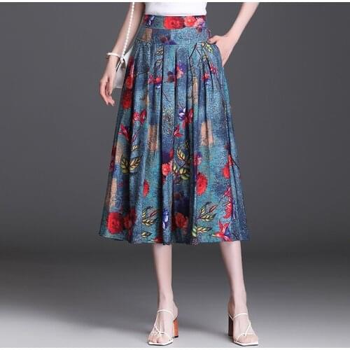 Women Pleated Tutu Tennis Beach Kawaii Skirt Jupe Punk Jeans Blue Red Floral Floral Cotton Linen Skirts High Waist Sexy Summer