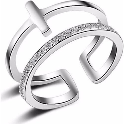 New Hot Fashion Shiny CZ Open Rings for Women 925 Sterling Silver Wedding Engagement Party Jewelry Gift Free Shipping