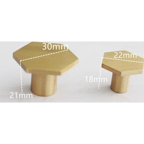 1PC Brass Handle Household Hexagonal Knob Cabinet Door Handle Dresser Drawer Handle Kitchen Furniture Hardware Handle