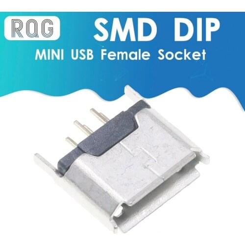100PCS Micro USB 5P Connector 5 Pin SMD DIP MINI USB Female Socket