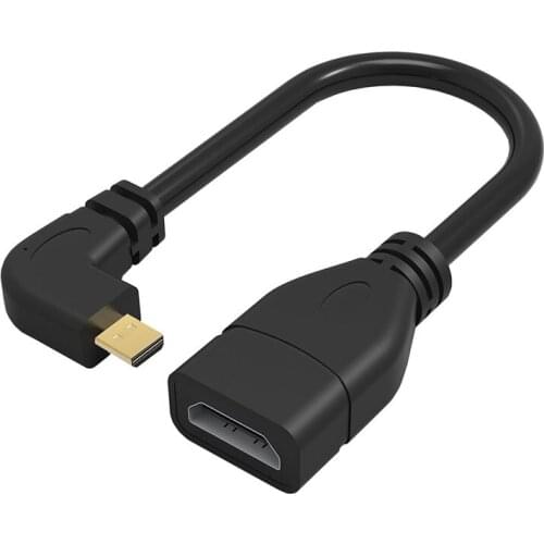 100pcs 15cm Right Toward 90 Degree Angle Micro HDMI to HDMI male to female Adapter Cable for HDTV MAC PC 1080P