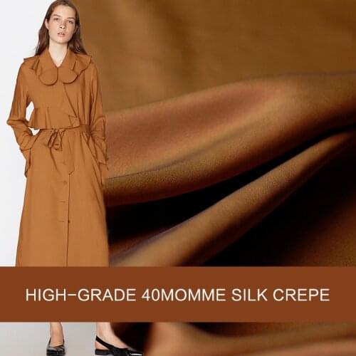 114cm width 200g/m weight 40momme thicken crepe de chine 100% silk fabric dress shirt DIY clothes fabrics Freeshipping