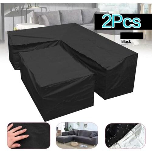 Protector Cover 2pcs Waterproof Outdoor Patio Garden L Shape Furniture Covers Rain Snow Chair Covers Sofa Table Chair Dust Proof