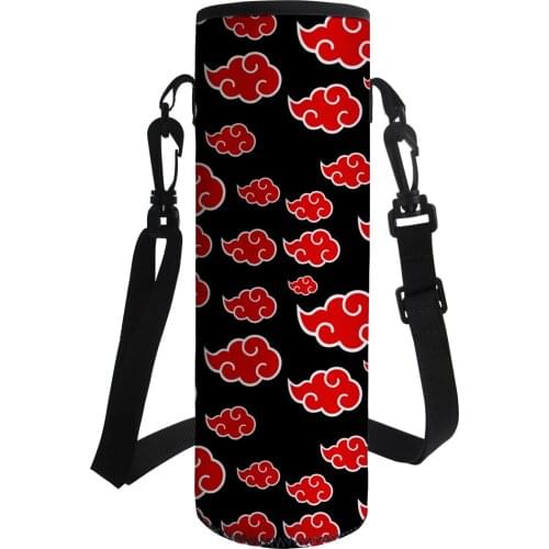 2021 Fashion Anime Design 500-1000ML Adjustabl Shoulder Strap Water Bottle Carrier Insulated Neoprene Water Bottle Holder Bag
