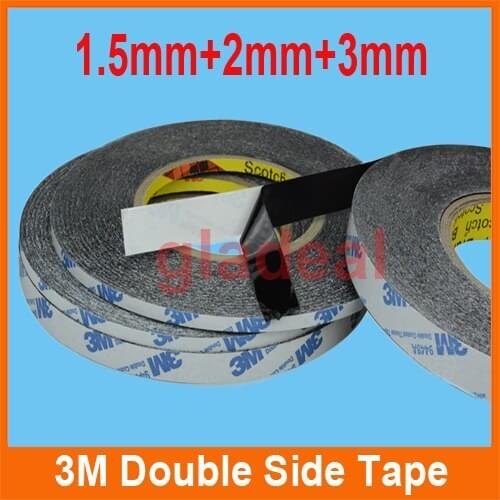 3pcs/lot1.5mm+2mm+3mm*55m 3M Strong Sticky Double Sided Adhesive Tape For iPhone Cellphone LCD Touch Screen Elctric Repair Tool