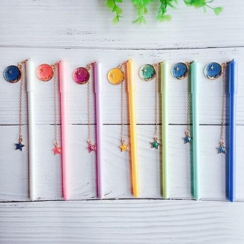 42 pcs/lot Candy Color Planet Star Pendant Gel Pen Fine Writing Ink Pen Promotional Gift Stationery School & Office Supply
