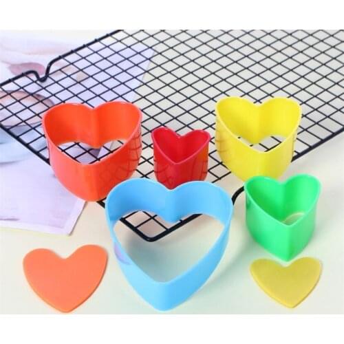 5Pcs Cake Molds Heart Shaped Embossing Cutting Stamp Cookie Cutter Pastry Chocolate Candy Jelly Fondant Mold Kitchen Baking Tool