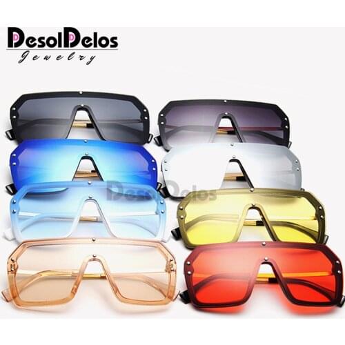 One Piece Sunglasses Square Men Half Metal 2019 Summer Style Oversized Sun Glasses for Women Large Candy Colors Sunglasses