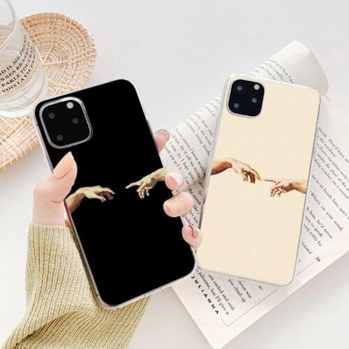 Phone Case Fundas For iPhone 11 Pro Max 7 8 Plus 6 S P 5 S E X XS Max Mona Lisa Art David lines Painted Pattern Soft TPU Clear