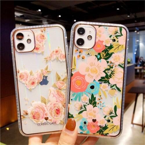 Moskado Luxury Florals Leaves Phone Case For iPhone 12 Pro Max 11 Pro Max X XR XS Max 7 8 Plus SE 2020 Clear Soft IMD Back Cover