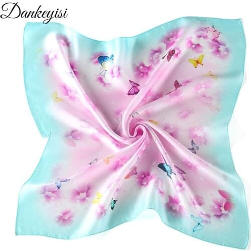 DANKEYISI 100% Silk Scarf Women Shawl Spring Autumn Silk Scarf Square Scarf Small Handkerchief 2017 Fashion Scarves Top Quality