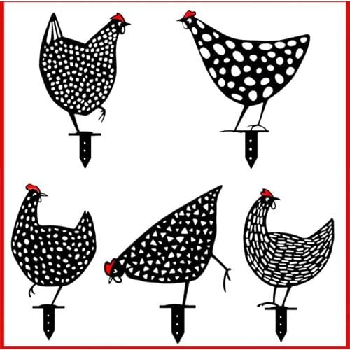 Chicken Yard Art Decorative Stakes Rooster Metal Animal Stakes Chicken Garden Silhouette Yard Art for Festival Gifts Set