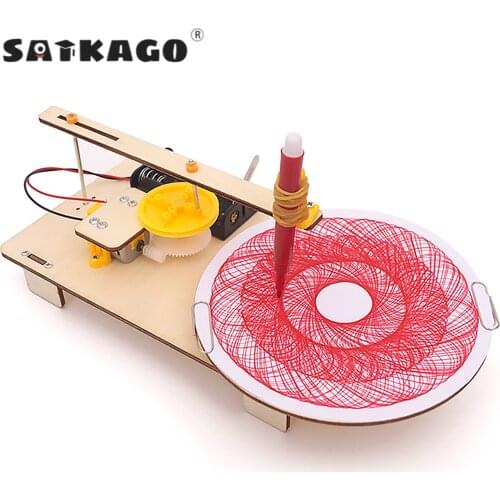 Wooden DIY Electric Plotter Kit Physics Scientific Experiment Educational Toy for Kids Children School Project Homework