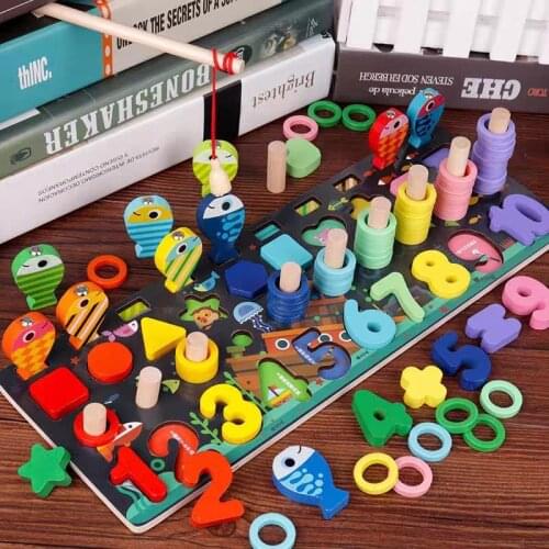 Montessori Childrens Modular Toys Multi Functional Baby Brain Early Education Intelligence Development Wooden Toys