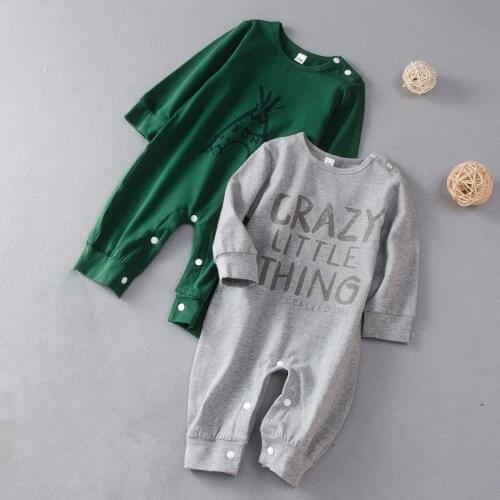 Ins hot style baby long-sleeved romper, boy and girl letter printed jumpsuit, childrens romper christmas outfit baby 2021