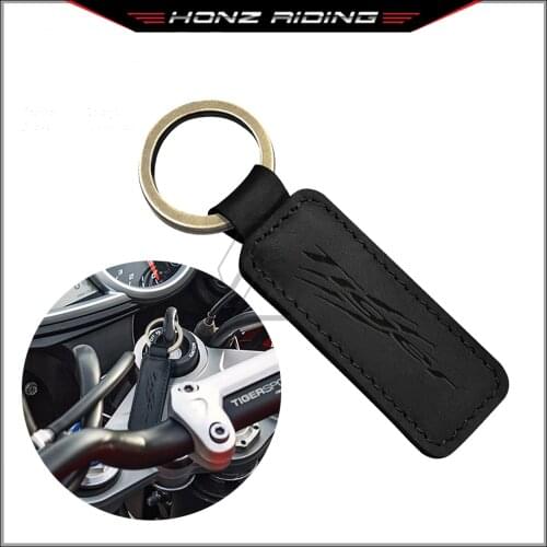 For Triumph Tiger 800 900 1200 Keyring Motorcycle Cowhide Keychain Key Ring