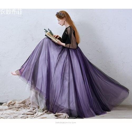 Elegant plain black veil purple ball gown medieval dress sissi princess Medieval Renaissance Gown Victorian Belle ball