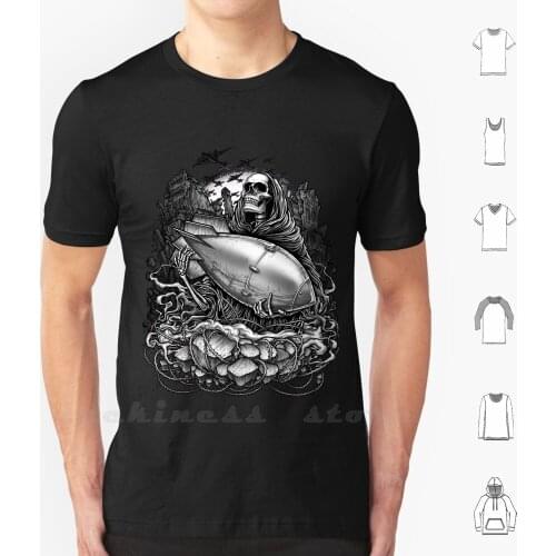 Winya No. 97 T Shirt Big Size 100% Cotton Chicano Neo Traditional Tattoo Style Bones Skull Skeleton Engraving Reaper Black And