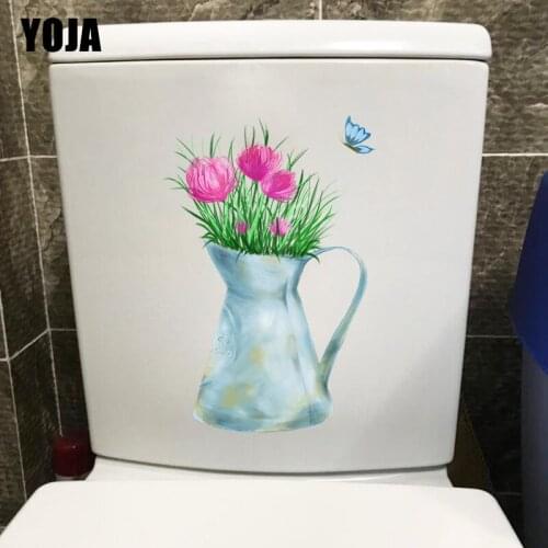 YOJA 15.2*22.5CM Flower Pot Home Bedroom Wall Decor WC Toilet Seat Sticker T1-0507