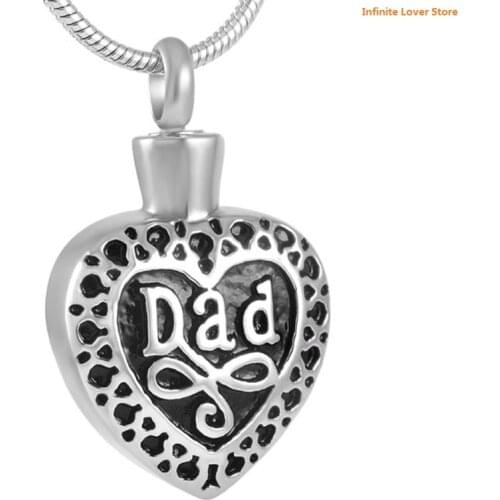 IJD8374-1 Wholesale Loss of Dad/Mom Heart Cremation Memorial Keepsake Necklace-Funeral Ashes Urn Jewelry for Beloved One