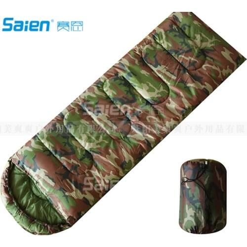 Camouflage Single Person Envelope Sleeping Bag with Carrying Bag for Kids or Adults Outdoor Hiking Camping Tools Gear