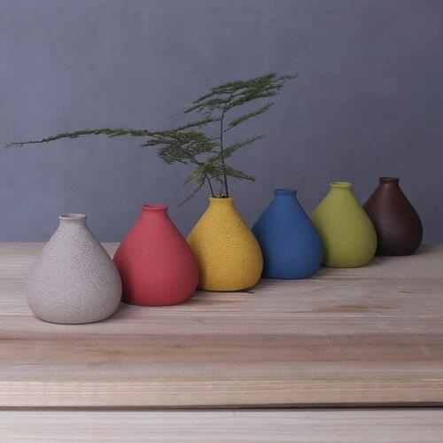 Retro Ceramic Vase Creative Living Room Home Decoration Craft Flowers Vase Desktop Flower Pot Basket Small Color Vase Container