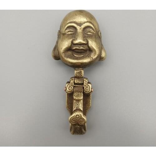 China Collection Brass Sculpture Maitreya Buddha Belt Buckle Metal Crafts Home Decoration