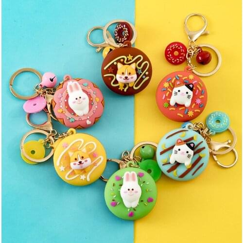 Creative Donuts Keychain Pendant Car Bag Cartoon Accessories Small Gifts Wholesale Cute Keychain Diy Keychain Accessories Purse