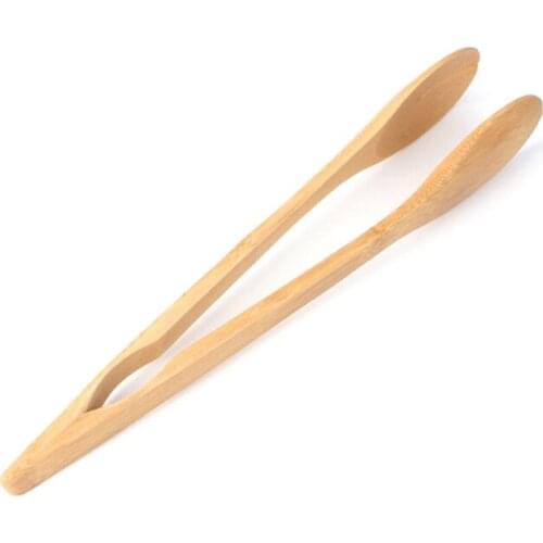 Round Food Tongs Wooden Kitchen Cooking Tools Barbecue Utensils Pastry Tongs Household Food Clip