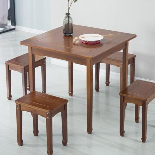 80x80x76 Square Dining Table Dark Brown Modern Simple Quality Bamboo Desk Small Apartment Home Forniture Optional Metrable Chair
