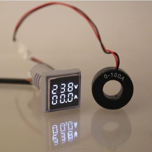 Square LED Digital Dual Display Voltmeter & Ammeter Voltage Gauge Current Meter AC 60-500V 0-100A D14 20 Dropshipping