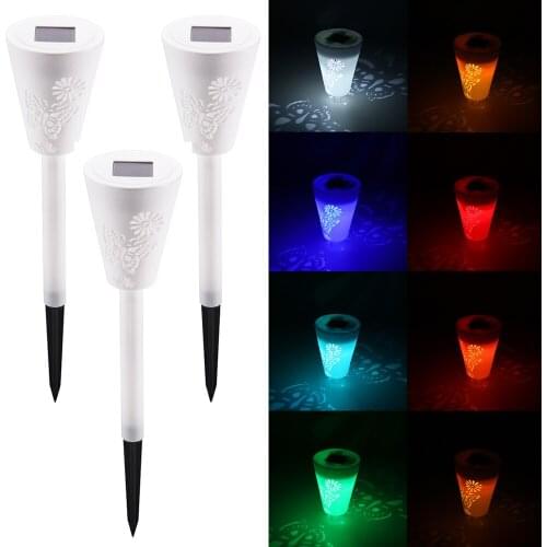 3pcs Lawn Lamp Rustproof Solar Power Butterfly pattern Road Light Ground Plug Lamp For Garden Patio Yard Easy installation