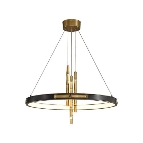 New Chinese style light luxury geometric chandelier creative antique Zen long restaurant ring chandelier new 2020