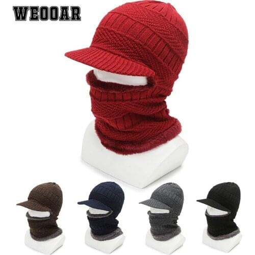 WEOOAR Solid Knitted Womens/Mens Hat Beanie 2021 Winter Cap Plus Velvet Thick Head Hood Outdoor Warm Designer Bonnets MZ220