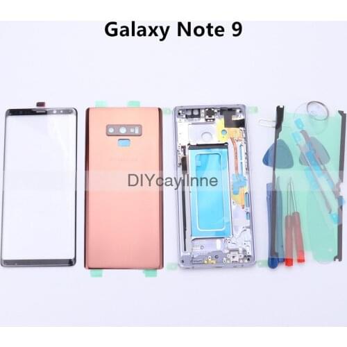 Original Samsung Galaxy NOTE 9 N960 N960F Full Housing Case Back Cover Front Screen Glass Lens+Middle Frame Complete Parts
