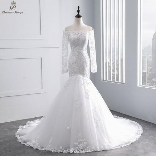 Real photo2020 Long sleeve beautiful sequined Mermaid wedding dresses robe mariage Vestido de noiva robe de mariee suknia slubna