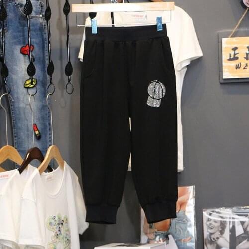 Casual Calf-length pants women summer 2020 fashion New Hot diamond decoration loose plue size mid Waist female Harem trouser