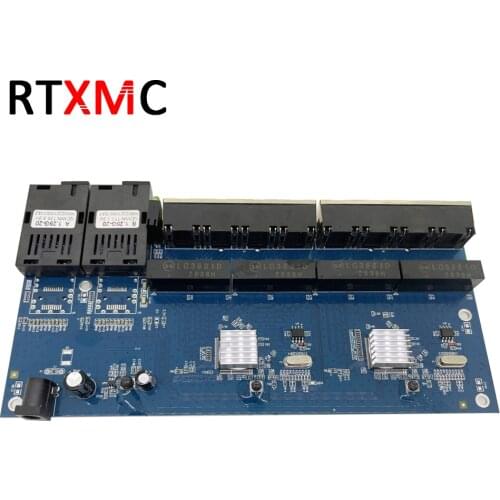 PCBA 8UTP&2SC 10/100/1000M Gigabit Ethernet switch Ethernet Fiber Optical Media Converter Single Mode 8*RJ45 UTP and 2*SC fiber