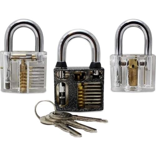 Professional Practice Padlocks Metal Cutaway Lock +Transparent Padlock + Disc Detainer Lock for Locksmith Skill training