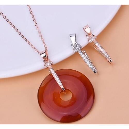 S925 sterling silver upside down Japanese and Korean new pendant buckle amber agate emerald jade jewelry diy accessories