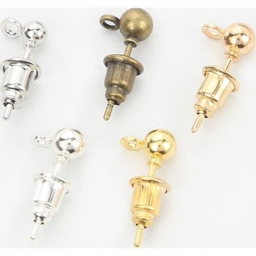 50Pcs 3/4/5mm Golden Silver Ball Beads Stud Earrings Ear Pin Post Stopper Earplugs For Jewelry Making DIY Findings Accessories
